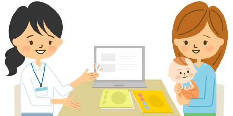 振り返りのあとは、今号の教材を受け取ります。働きかけのアドバイスも１